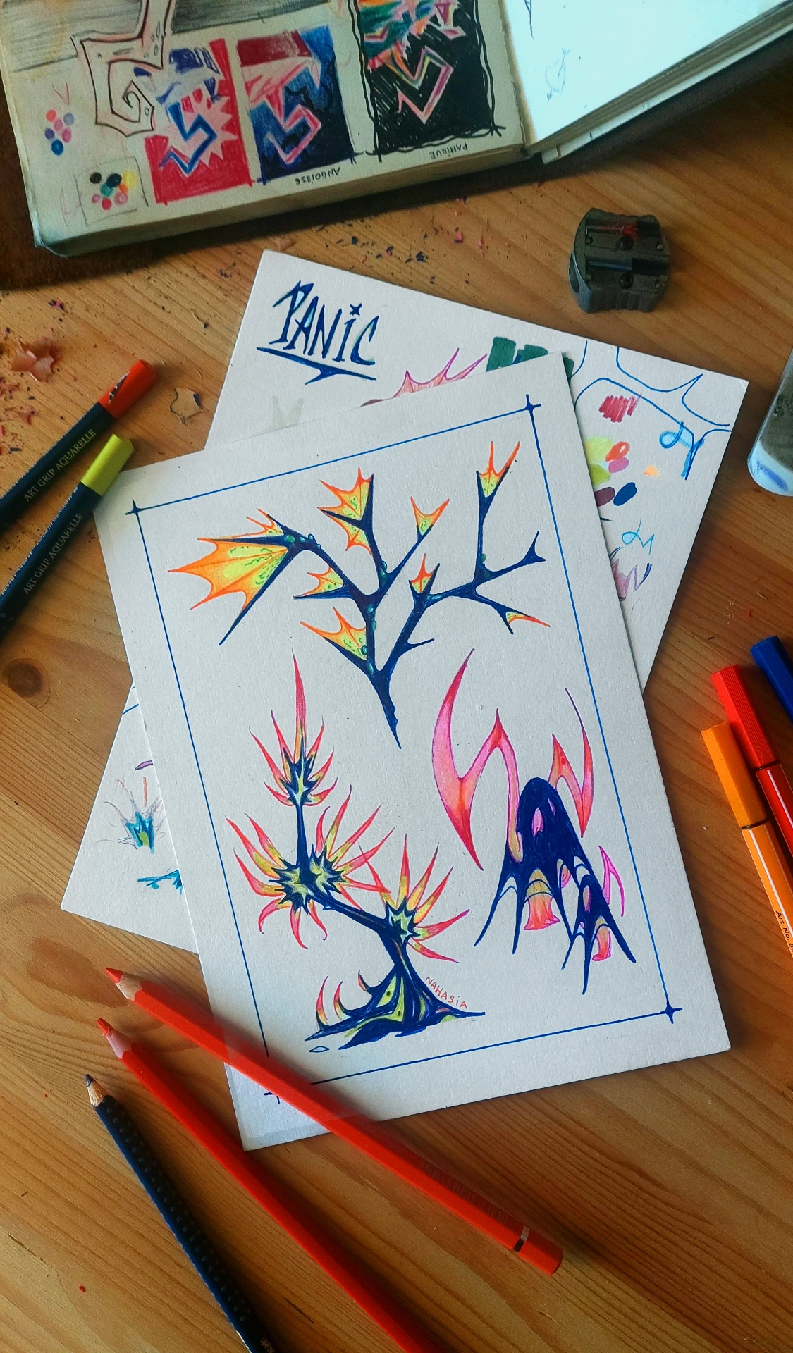 Original - Panique - Feelingarden - Crayon, Acrylique, Aquarelle
